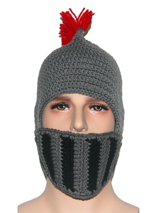 Kafeimali Original Barbarian Knight Knit Beard Hat Beanie Halloween Knit Caps (Gray-3) - Image 3